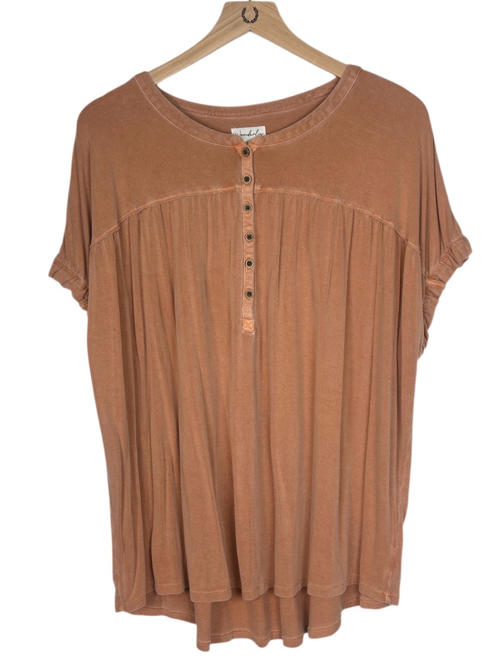 Wonderly Terracotta Short-Sleeve Henley Tunic
